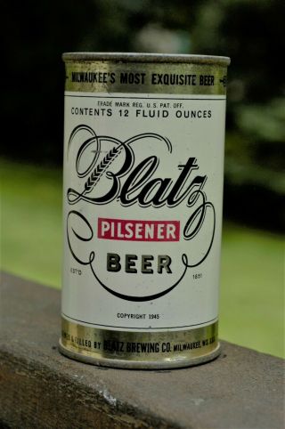 1951 Blatz Metallic Flat Top Beer Can - Milwaukee Wisconsin
