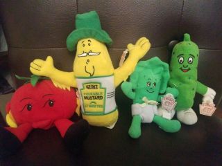 Heinz 57 Colonel Mustard,  Baby Dill,  Tomato And Pickle Advertising Plush W/ Tags