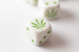 Set Of 6 Six Sided D6 16mm Marijuana Dice Die White With Green Pips 420 Rpg