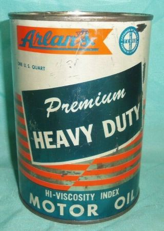 Vintage Arlans Department Store Motor Oil One Quart Metal Can York