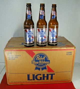 Pabst Blue Ribbon Light Beer 24 X 12 Oz Case Crate Vintage 60 - 70s With Bottles