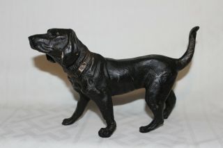 Vintage Cast Metal Brass? Black Labrador Retriever Dog Statue Black Lab 5.  5x8.  5 "