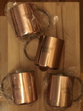 Set Of 4 Absolut Moscow Mule Copper Plated Stainless Steel Mug Cup 13 Oz