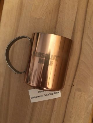 SET OF 4 ABSOLUT Moscow Mule Copper Plated Stainless Steel Mug Cup 13 oz 2