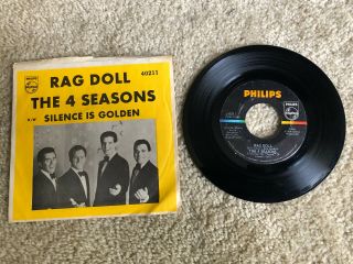 The Four (4) Seasons Rag Doll/ Silence Is Golden Nm - 45 Record W/picture Sleeve