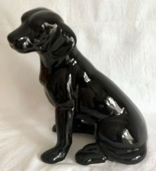 Large Porcelain Black Dog Figurine.  Labrador Retriever.  25cms