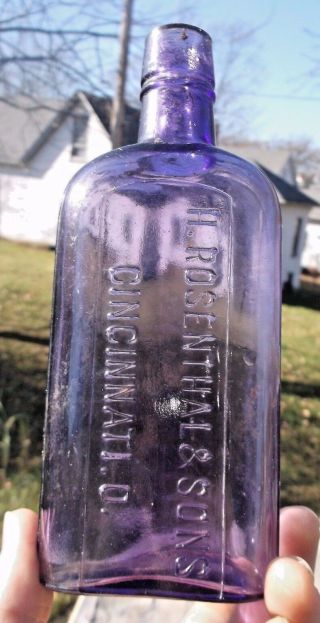 Purple 1/2 Pint Flask H.  Rosenthal & Sons Cincinnati,  Oh 1890s Era Dug L@@k
