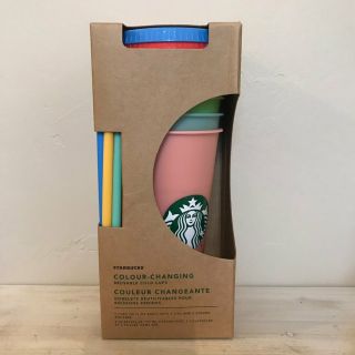 Starbucks Color Changing Reusable Cold Cups,  5 Cups & 5 Lids & 5 Straws