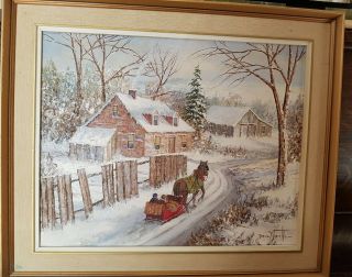 Vintage Canadian Painting Signed Winter Scene