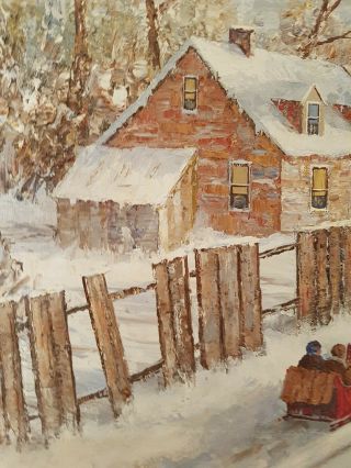 VINTAGE CANADIAN PAINTING SIGNED WINTER SCENE 3