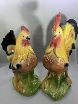 Vintage Chicken Figurines Hen And Rooster