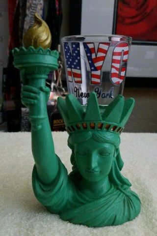 Statue Of Liberty York City Souvenir Shot Glass Huge Extremely Rare