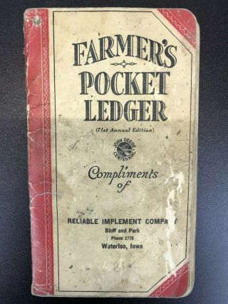 235f - 1 1937 Vintage John Deere 71st Edition Farmers Pocket Ledger
