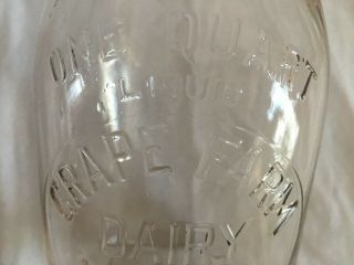 Vintage GRAPE FARM DAIRY Milk Bottle Embossed M.  Ethier Millville Mass L Seal 2