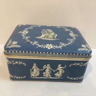 Vintage Antique Metal Tin Box Made In Holland Cameo Wedgwood Dancing Hours 5x4 "