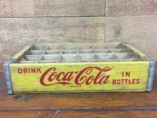 Vintage Coke Coca Cola Wooden Yellow 24 Bottle Crate Chattanooga 1965