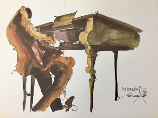 Leo Meiersdorff Orleans Signed Jazz Print Watercolor Medium ‘76 Piano Player