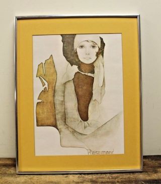 Vintage CHRISTINE ROSAMOND Signed MidCentury Modern Art Framed Lithograph 6