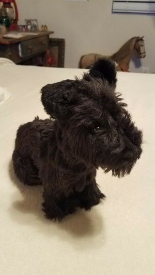 Vintage/antique Straw Stuffed Mohair Sitting Scottie Dog