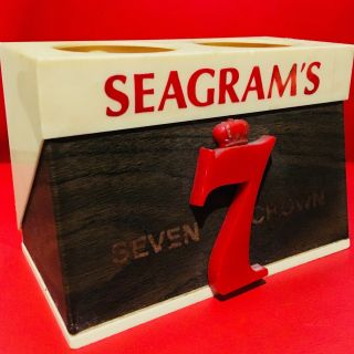 Vintage Seagram ' s 7 Seven Crown Stick Straw Stir Cup Holder Whiskey Bar Liquor 5