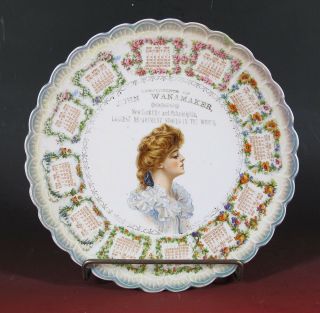 Rare 1909 Calendar Plate John Wanamaker Victorian/gibson Girl Bust Yqz