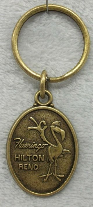 Vintage Flamingo Hilton Hotel Casino Reno Nevada Keychain Ring Fob Htf