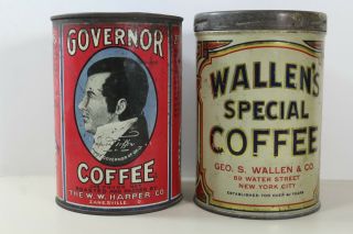 Advertising Coffee Tin Governor Ohio And Wallen 