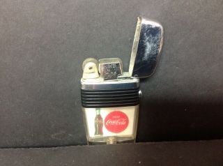 RARE Early 60 ' s SCRIPTO LIGHTER w/ COCA - COLA BOTTLE and RED BUTTON 5