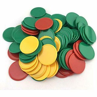 3 Color 1 1/2 Inch Plastic Counting Counters Poker Chips - Set Of 100 Toys &