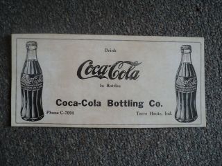 1915 Ink Blotter Drink Coca - Cola In Bottles Coca - Cola Bottling Co.