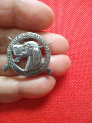 Vintage Sterling English Setter Association Of America Pin Badge