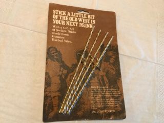 1977 Vintage 24k Gold Plated Barbed Wire Swizzle Sticks Stix Barware