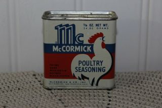 Mccormick Antique Right Facing Rooster Graphic Spice Tin Of Poultry Seasoning