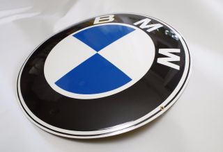 Enamel Plaque Bmw 12 " Logo Collectable Sign Circle - 10 Ys Metal Emblem