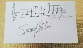 Autographed Sonny Curtis 3x5 Index Card W/loa I Fought The Law Amqs
