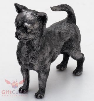Tin Pewter Figurine Of Chihuahua Dog Ironwork