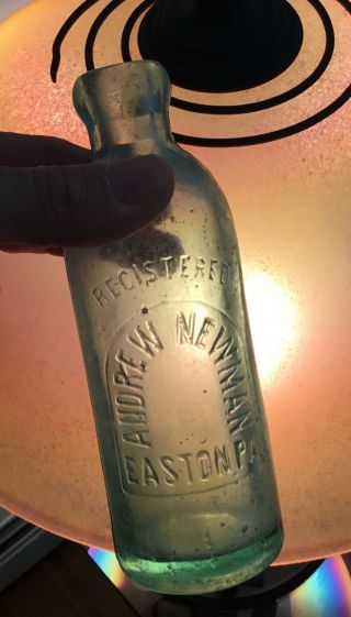 Old Andrew Newman Easton Pa Beer Soda Blob Top Hutch Style Bottle Advertising