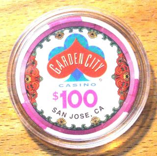 $100.  Garden City Casino Chip - San Jose,  California