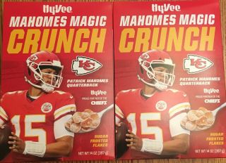 (2) Patrick Mahomes Magic Crunch Cereal Hyvee Limited Edition 2 Boxes