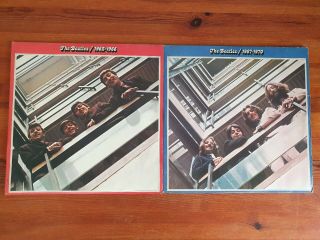 The Beatles Red & Blue Double Gatefold Vinyl Records Albums Lp Bundle