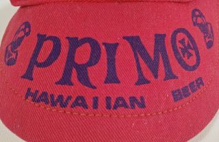 Primo Hawaiian Beer Sun Visor Hat Red Vintage