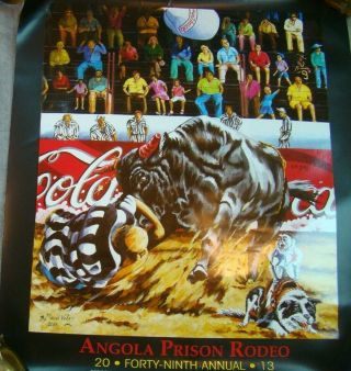 2013 Angola Prison Coca Cola Rodeo Bull Riding Poster By Miguel Velez