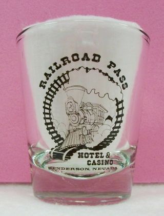 Vintage Rare Railroad Pass Hotel Casino Henderson Nevada Short Shot Glass Htf