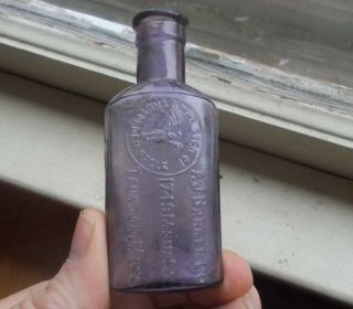 Taunton,  Mass Barker Co Emb Eagle Amethyst 1880 Patent Druggist Medicine Bottle