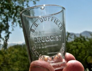 1900 Mason City Iowa Ia (cerro Gordo Co) " Duffield Druggist " Medicine Dose Glass