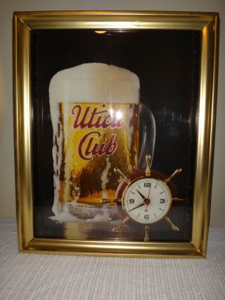 Vintage Utica Club Bar Clock Light