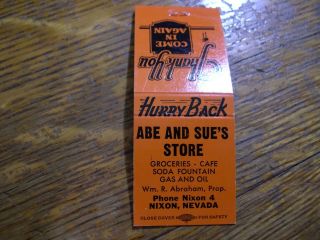 Full Casino Matchbook,  Abe And Sues,  Pioche,  Nv.
