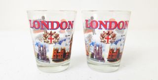 London England Shot Glass Souvenir Vintage Shotglass Gold Rim 2 Glasses Bridge