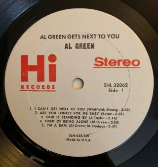 Al Green - Gets Next To You - 1971 US 1st Press VG,  In Shrink,  Hype Sticker 4