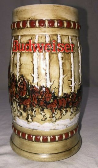 Budweiser Clydesdale " Snowy Woodlands " Holiday 1981 Stein - -